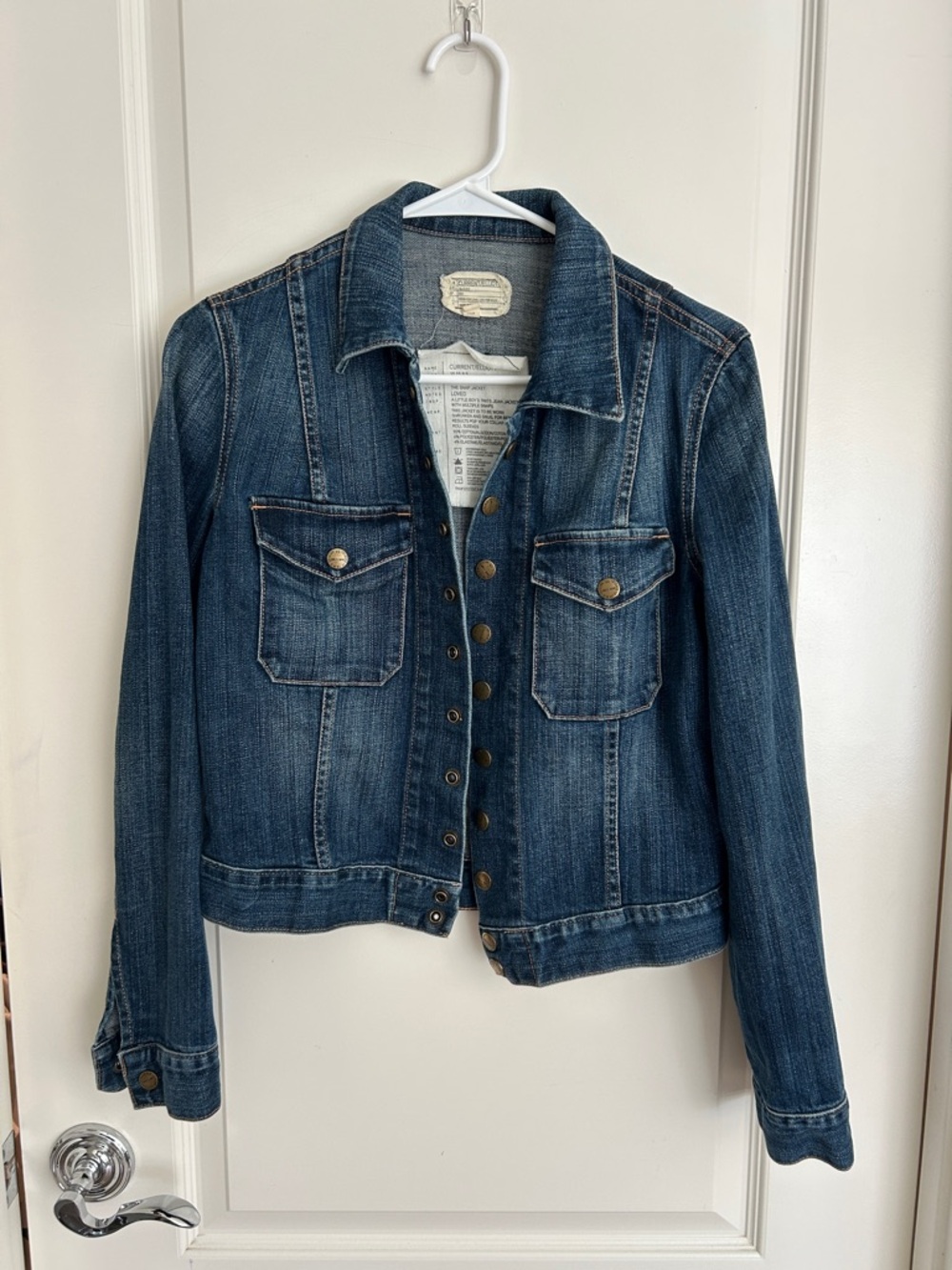 Current/Elliott Medium Wash Blue Denim Jacket snap jacket size 1 small